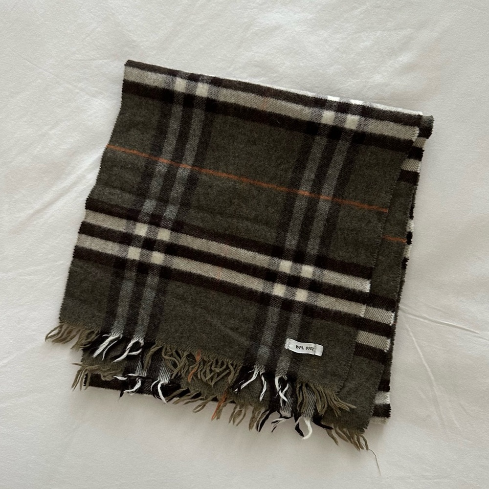 Brown Plaid Wool Scarf